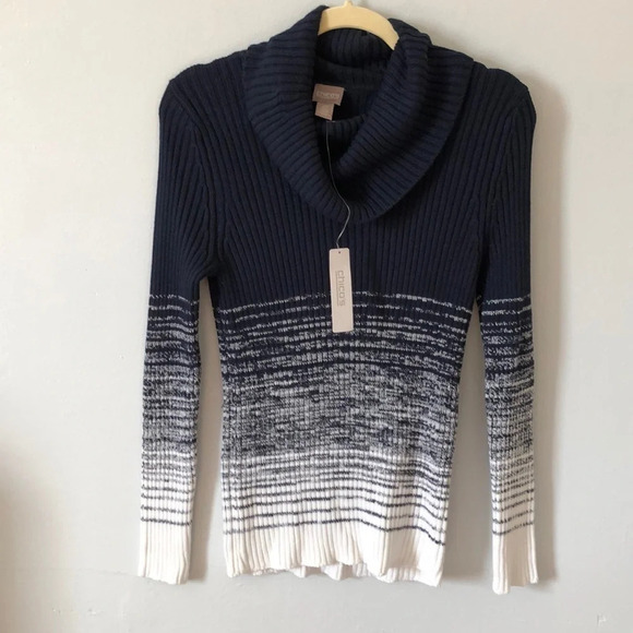 Chico's Sweaters - Chico’s NEW Women’s U.S 4/6 Kay Ombré Cowl Ribbed Pullover Sweater